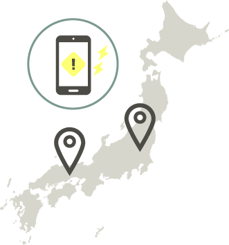 日本地図とスマホが連携ししている